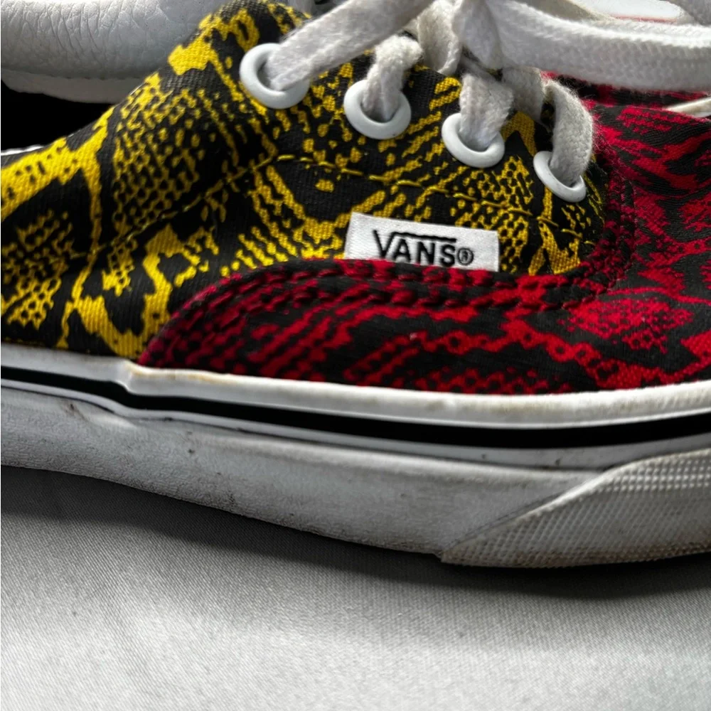 Vans Low-Top Sneakers in Yellow, Green & Black Snake Print